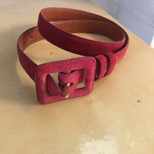Polo Ralph Lauren suede and leather belt dark pink size 32